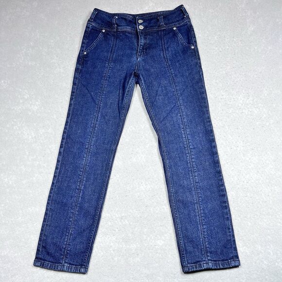 Pilcro & The Letterpress Jeans Anthropologie Women 28 Mid Rise Skinny Dark Wash - Picture 1 of 12
